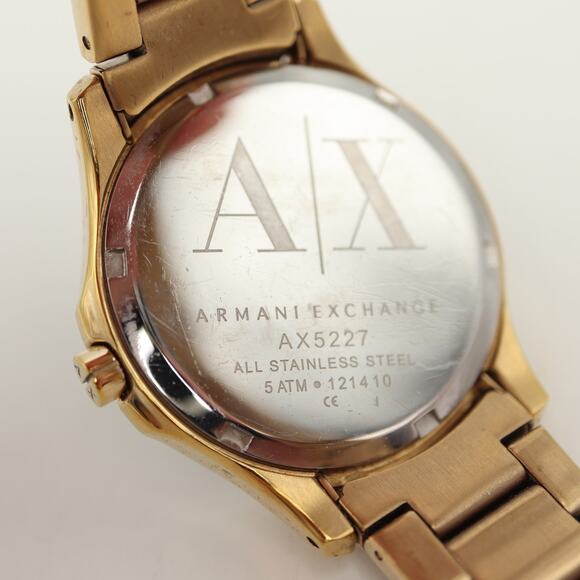 Armani Exchange Womens Black Gold Tone Quilted Dial 36mm Watch  w New Battery - Picture 12 of 12